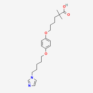 molecular formula C22H32N2O4 B1683493 Hexanoic acid, 6-(4-((5-(1H-imidazol-1-yl)pentyl)oxy)phenoxy)-2,2-dimethyl- CAS No. 107831-14-1