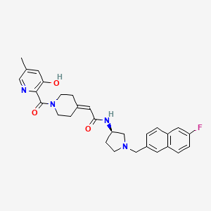 molecular formula C29H31FN4O3 B1683499 N-[(3R)-1-[(6-fluoronaphthalen-2-yl)methyl]pyrrolidin-3-yl]-2-[1-(3-hydroxy-5-methylpyridine-2-carbonyl)piperidin-4-ylidene]acetamide 