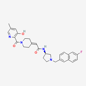 molecular formula C29H31FN4O3 B1683499 N-[(3R)-1-[(6-fluoronaphthalen-2-yl)methyl]pyrrolidin-3-yl]-2-[1-(3-hydroxy-5-methylpyridine-2-carbonyl)piperidin-4-ylidene]acetamide CAS No. 887647-69-0