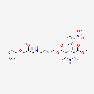 molecular formula C29H35N3O8 B1683500 4((S)-2-Hydroxy-3-phenoxypropylamino)butylmethyl-2,6-dimethyl-((S)-4-(m-nitrophenyl))-1,4-dihydropyridine-3,5-dicarboxylic acid CAS No. 153192-22-4
