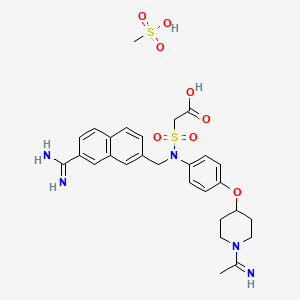 molecular formula C28H35N5O8S2 B1683503 2-[(7-carbamimidoylnaphthalen-2-yl)methyl-[4-(1-ethanimidoylpiperidin-4-yl)oxyphenyl]sulfamoyl]acetic acid;methanesulfonic acid CAS No. 209187-02-0