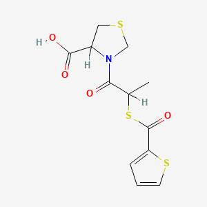 molecular formula C12H13NO4S3 B1683518 4-Thiazolidinecarboxylic acid, 3-(1-oxo-2-((2-thienylcarbonyl)thio)propyl)- CAS No. 138320-33-9