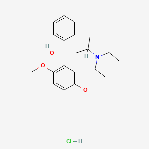 molecular formula C22H32ClNO3 B1683520 Benzhydrol, alpha-(2-diethylaminopropyl)-2,5-dimethoxy-, hydrochloride CAS No. 857-03-4