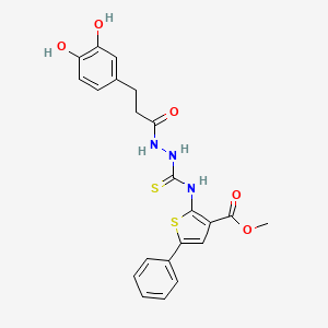 molecular formula C22H21N3O5S2 B1683549 Methyl 2-[[3-(3,4-dihydroxyphenyl)propanoylamino]carbamothioylamino]-5-phenylthiophene-3-carboxylate CAS No. 701932-26-5