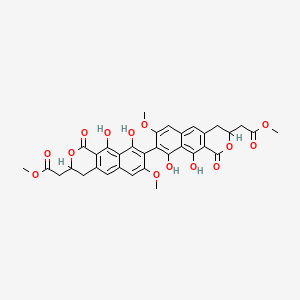molecular formula C34H30O14 B1683571 Methyl 2-[8-[9,10-dihydroxy-7-methoxy-3-(2-methoxy-2-oxoethyl)-1-oxo-3,4-dihydrobenzo[g]isochromen-8-yl]-9,10-dihydroxy-7-methoxy-1-oxo-3,4-dihydrobenzo[g]isochromen-3-yl]acetate CAS No. 35483-50-2