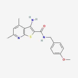 molecular formula C18H19N3O2S B1683575 3-amino-N-[(4-methoxyphenyl)methyl]-4,6-dimethylthieno[2,3-b]pyridine-2-carboxamide CAS No. 409351-28-6