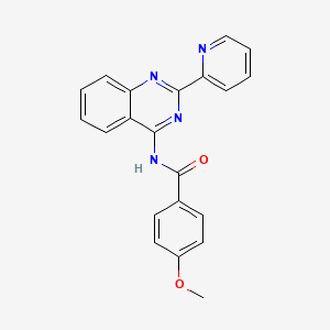 molecular formula C21H16N4O2 B1683576 4-methoxy-N-(2-pyridin-2-ylquinazolin-4-yl)benzamide 