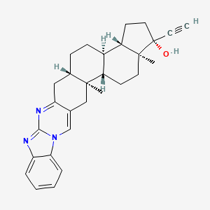 molecular formula C29H33N3O B1683591 (3S,4S,7S,8R,11S,12R,15S)-8-ethynyl-3,7-dimethyl-18,20,27-triazaheptacyclo[15.11.0.0^{3,15}.0^{4,12}.0^{7,11}.0^{19,27}.0^{21,26}]octacosa-1(28),17,19,21,23,25-hexaen-8-ol CAS No. 144177-30-0