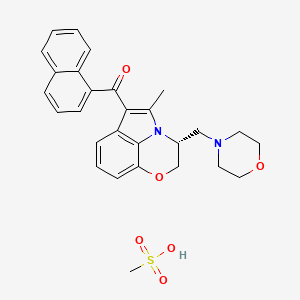 molecular formula C28H30N2O6S B1683592 methanesulfonic acid;[(11R)-2-methyl-11-(morpholin-4-ylmethyl)-9-oxa-1-azatricyclo[6.3.1.04,12]dodeca-2,4(12),5,7-tetraen-3-yl]-naphthalen-1-ylmethanone CAS No. 131543-23-2