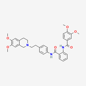 B1683593 N-(2-((4-(2-(6,7-dimethoxy-3,4-dihydroisoquinolin-2(1H)-yl)ethyl)phenyl)carbamoyl)phenyl)-3,4-dimethoxybenzamide CAS No. 908859-10-9