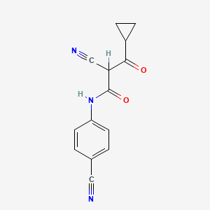molecular formula C14H11N3O2 B1683598 Cyclopropanepropanamide, alpha-cyano-N-(4-cyanophenyl)-beta-oxo- CAS No. 185915-32-6