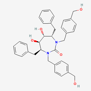 molecular formula C35H38N2O5 B1683604 Hexahydro-5,6-bis(hydroxy)-1,3-bis((4-(hydroxymethyl)phenyl)methyl)-4,7-bis(phenylmethyl)-2H-1,3-diazepin-2-one CAS No. 152344-10-0