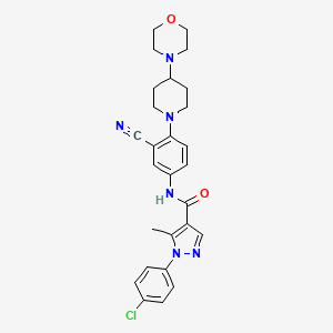 molecular formula C27H29ClN6O2 B1683611 1-(4-Chlorophenyl)-N-(3-cyano-4-(4-morpholinopiperidin-1-yl)phenyl)-5-methyl-1H-pyrazole-4-carboxamide CAS No. 288250-47-5