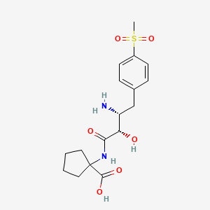 molecular formula C17H24N2O6S B1683621 N-((2S,3R)-3-Amino-2-hydroxy-4-(4-methylsulfonylphenyl)-1-oxobutyl)-1-aminocyclopentanecarboxylic acid CAS No. 125483-43-4
