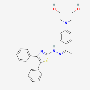 molecular formula C27H28N4O2S B1683632 2(3H)-Thiazolone, 4,5-diphenyl-, (1-(4-(bis(2-hydroxyethyl)amino)phenyl)ethylidene)hydrazone CAS No. 61930-49-2