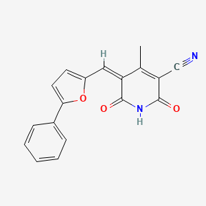 molecular formula C18H12N2O3 B1683637 (5Z)-2-hydroxy-4-methyl-6-oxo-5-[(5-phenylfuran-2-yl)methylidene]-5,6-dihydropyridine-3-carbonitrile CAS No. 591239-68-8