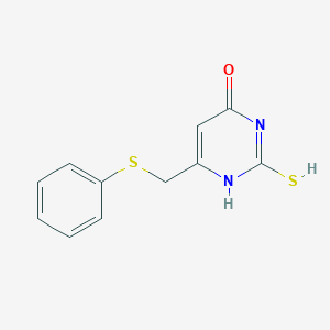 molecular formula C11H10N2OS2 B1683638 6-[(苯硫基)甲基]-2-硫基-4-嘧啶醇 CAS No. 189057-68-9