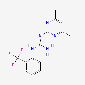 molecular formula C14H14F3N5 B1683644 N'-(4,6-dimethylpyrimidin-2-yl)-N-[2-(trifluoromethyl)phenyl]guanidine CAS No. 303094-67-9