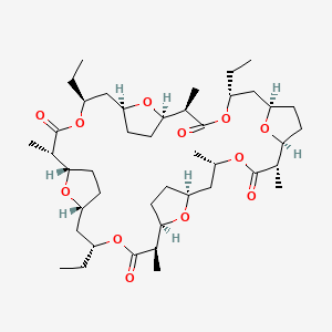 molecular formula C43H70O12 B1683658 (1S,2R,5R,7R,10S,11S,14S,16S,19S,20R,23R,25R,28S,29S,32S,34S)-5,14,23-triethyl-2,11,20,29,32-pentamethyl-4,13,22,31,37,38,39,40-octaoxapentacyclo[32.2.1.17,10.116,19.125,28]tetracontane-3,12,21,30-tetrone CAS No. 7561-71-9