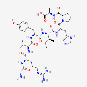 molecular formula C43H67N13O10 B1683682 D-Alanine, N-methylglycyl-L-arginyl-L-valyl-L-tyrosyl-L-isoleucyl-L-histidyl-L-prolyl- CAS No. 1234510-46-3