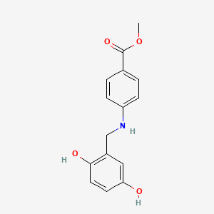molecular formula C15H15NO4 B1683696 Benzoic acid, 4-[[(2,5-dihydroxyphenyl)methyl]amino]-, methyl ester CAS No. 140674-76-6
