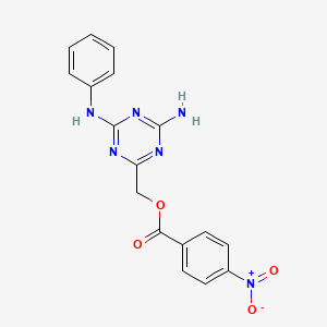 molecular formula C17H14N6O4 B1683698 (4-氨基-6-苯胺基-1,3,5-三嗪-2-基)甲基-4-硝基苯甲酸酯 CAS No. 1002789-86-7