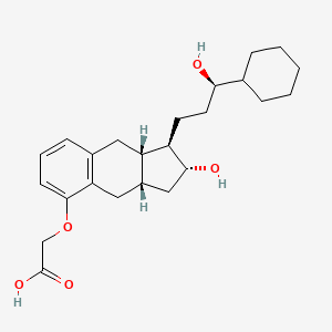 molecular formula C24H34O5 B1683703 Acetic acid, 2-[[(1r,2r,3as,9as)-1-[(3r)-3-cyclohexyl-3-hydroxypropyl]-2,3,3a,4,9,9a-hexahydro-2-hydroxy-1h-benz[f]inden-5-yl]oxy]- CAS No. 99570-57-7
