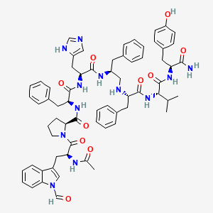 molecular formula C66H76N12O10 B1683705 (2S)-1-[(2S)-2-acetamido-3-(1-formylindol-3-yl)propanoyl]-N-[(2S)-1-[[(2S)-1-[[(2S)-1-[[(2S)-1-[[(2S)-1-[[(2S)-1-amino-3-(4-hydroxyphenyl)-1-oxopropan-2-yl]amino]-3-methyl-1-oxobutan-2-yl]amino]-1-oxo-3-phenylpropan-2-yl]amino]-3-phenylpropan-2-yl]amino]- CAS No. 114376-16-8