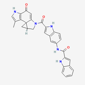 molecular formula C30H23N5O3 B1683706 N-[2-[(12S)-3-Methyl-7-oxo-5,10-diazatetracyclo[7.4.0.01,12.02,6]trideca-2(6),3,8-triene-10-carbonyl]-1H-indol-5-yl]-1H-indole-2-carboxamide CAS No. 101222-80-4