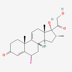 molecular formula C22H29FO4 B1683708 Pregna-4,9(11)-diene-3,20-dione, 6-fluoro-17,21-dihydroxy-16-methyl-, (6alpha,16alpha)- CAS No. 378-61-0