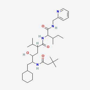 B1683715 6-cyclohexyl-5-(3,3-dimethylbutanoylamino)-4-hydroxy-N-[3-methyl-1-oxo-1-(pyridin-2-ylmethylamino)pentan-2-yl]-2-propan-2-ylhexanamide CAS No. 126103-94-4