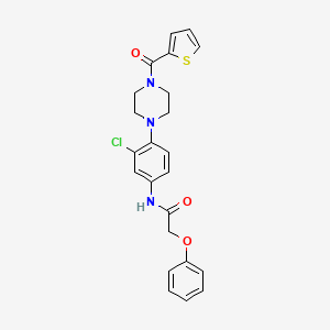 molecular formula C23H22ClN3O3S B1683730 N-[3-chloro-4-[4-(thiophene-2-carbonyl)piperazin-1-yl]phenyl]-2-phenoxyacetamide CAS No. 709621-32-9