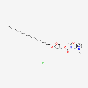 molecular formula C34H59ClN2O5 B1683731 1-Ethyl-2-((N-(((5-(octadecyloxy)tetrahydrofuran-3-yl)methoxy)carbonyl)acetamido)methyl)pyridin-1-ium chloride CAS No. 138060-13-6