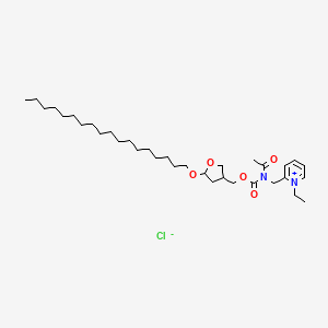 molecular formula C34H59ClN2O5 B1683731 ((N-Acetyl-N-(((2-(octadecyloxy)tetrahydrofuran-4-yl)methoxy)carbonyl)amino)methyl)-1-ethylpyridinium chloride CAS No. 138060-13-6