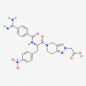 B1683734 (S)-2-(5-(2-(4-carbamimidoylbenzamido)-3-(4-nitrophenyl)propanoyl)-4,5,6,7-tetrahydro-2H-pyrazolo[4,3-c]pyridin-2-yl)acetic acid CAS No. 220386-56-1