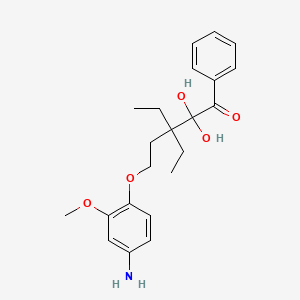 molecular formula C22H31NO4 B1683747 Valerophenone, 5-(4-amino-2-methoxyphenoxy)-, diethyl acetal CAS No. 15382-91-9