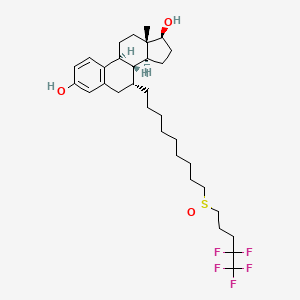 molecular formula C32H47F5O3S B1683766 (1S,9R,11S,14S,15S)-15-methyl-9-[9-(4,4,5,5,5-pentafluoropentanesulfinyl)nonyl]tetracyclo[8.7.0.0^{2,7}.0^{11,15}]heptadeca-2(7),3,5-triene-5,14-diol CAS No. 129453-61-8