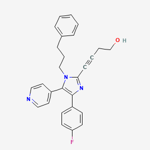 molecular formula C27H24FN3O B1683780 4-[4-(4-Fluorophenyl)-1-(3-phenylpropyl)-5-(4-pyridinyl)-1H-imidazol-2-yl]-3-butyn-1-ol CAS No. 215303-72-3
