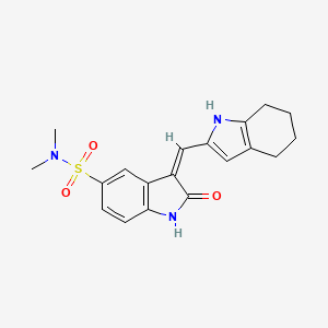 molecular formula C19H21N3O3S B1683782 (3z)-N,N-Dimethyl-2-Oxo-3-(4,5,6,7-Tetrahydro-1h-Indol-2-Ylmethylidene)-2,3-Dihydro-1h-Indole-5-Sulfonamide CAS No. 330161-87-0