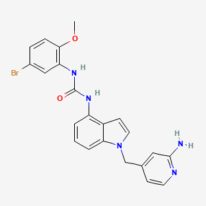 molecular formula C22H20BrN5O2 B1683799 Urea, N-(1-((2-amino-4-pyridinyl)methyl)-1H-indol-4-yl)-N'-(5-bromo-2-methoxyphenyl)- CAS No. 900573-88-8