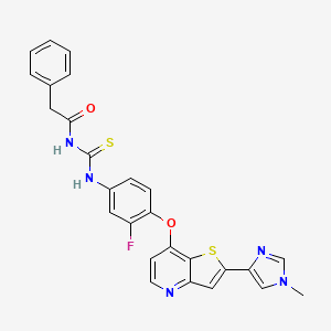 molecular formula C26H20FN5O2S2 B1683802 N-(3-fluoro-4-(2-(1-methyl-1H-imidazol-4-yl)thieno[3,2-b]pyridin-7-yloxy)phenylcarbamothioyl)-2-phenylacetamide CAS No. 875337-44-3