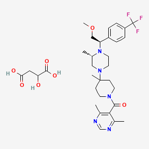 molecular formula C32H44F3N5O7 B1683829 1-[(4,6-Dimethyl-5-pyrimidinyl)carbonyl]-4-[(3S)-4-[(1R)-2-methoxy-1-[4-(trifluoromethyl)phenyl]ethyl]-3-methyl-1-piperazinyl]-4-methylpiperidine malate CAS No. 541503-81-5