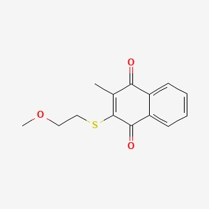 molecular formula C14H14O3S B1683836 2-((2-甲氧基乙基)硫代)-3-甲基萘-1,4-二酮 CAS No. 255906-59-3