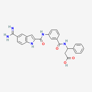 3-[[3-[(5-carbamimidoyl1H-indole-2-carbonyl)amino]benzoyl]amino]-3-phenylpropanoic acid