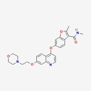 molecular formula C26H27N3O5 B1683840 N,2-Dimethyl-6-{[7-(2-Morpholin-4-Ylethoxy)quinolin-4-Yl]oxy}-1-Benzofuran-3-Carboxamide CAS No. 854514-88-8