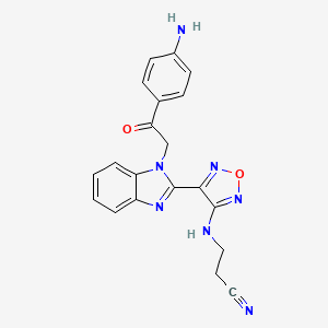 molecular formula C20H17N7O2 B1683846 3-[(4-{1-[2-(4-Aminophenyl)-2-Oxoethyl]-1h-Benzimidazol-2-Yl}-1,2,5-Oxadiazol-3-Yl)amino]propanenitrile CAS No. 798577-91-0