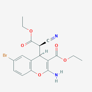 B1683850 Ethyl 2-amino-6-bromo-4-(1-cyano-2-ethoxy-2-oxoethyl)-4H-chromene-3-carboxylate CAS No. 65673-63-4