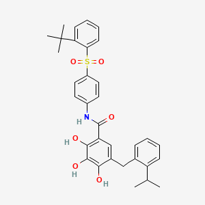 B1683861 N-[4-(2-tert-Butylphenylsulfonyl)phenyl]-2,3,4-trihydroxy-5-(2-isopropylbenzyl)benzamide CAS No. 877877-35-5