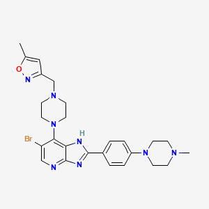 molecular formula C26H31BrN8O B1683879 6-Bromo-7-{4-[(5-Methylisoxazol-3-Yl)methyl]piperazin-1-Yl}-2-[4-(4-Methylpiperazin-1-Yl)phenyl]-1h-Imidazo[4,5-B]pyridine CAS No. 1095382-05-0