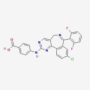 molecular formula C25H15ClF2N4O2 B1683884 4-[[9-Chloro-7-(2,6-difluorophenyl)-5H-pyrimido[5,4-d][2]benzazepin-2-yl]amino]benzoic acid CAS No. 869363-13-3